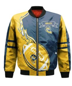 Quinnipiac Bobcats Bomber Jacket 3D Printed Flame Ball Pattern - livanniespoon Store