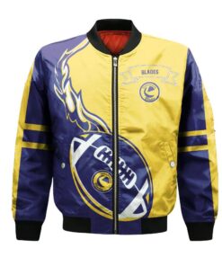 Saskatoon Blades Bomber Jacket 3D Printed Flame Ball Pattern - livanniespoon Store