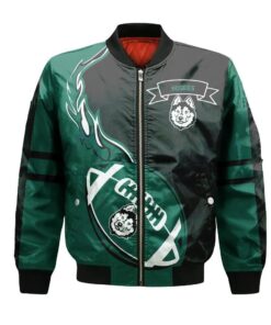 Saskatchewan Huskies Bomber Jacket 3D Printed Flame Ball Pattern - livanniespoon Store