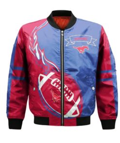 Smu Mustangs Bomber Jacket 3D Printed Flame Ball Pattern - livanniespoon Store