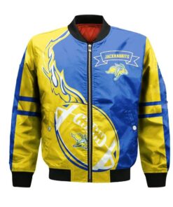 South Dakota State Jackrabbits Bomber Jacket 3D Printed Flame Ball Pattern - livanniespoon Store