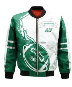 Saskatchewan Roughriders Bomber Jacket 3D Printed Flame Ball Pattern - livanniespoon Store