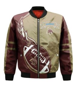 Texas-Arlington Mavericks Bomber Jacket 3D Printed Flame Ball Pattern - livanniespoon Store