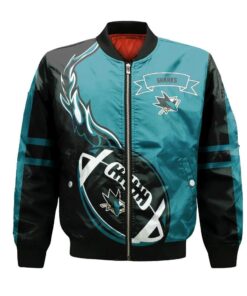 San Jose Sharks Bomber Jacket 3D Printed Flame Ball Pattern - livanniespoon Store