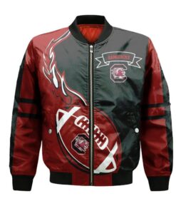 South Carolina Gamecocks Bomber Jacket 3D Printed Flame Ball Pattern - livanniespoon Store