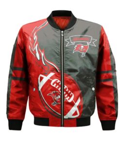 Tampa Bay Buccaneers Bomber Jacket 3D Printed Flame Ball Pattern - livanniespoon Store