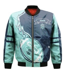 Seattle Kraken Bomber Jacket 3D Printed Flame Ball Pattern - livanniespoon Store
