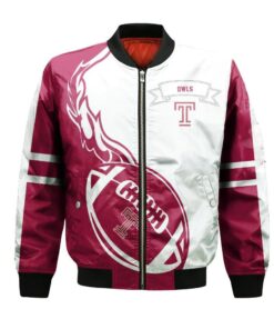 Temple Owls Bomber Jacket 3D Printed Flame Ball Pattern - livanniespoon Store