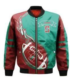 Stanford Cardinal Bomber Jacket 3D Printed Flame Ball Pattern - livanniespoon Store