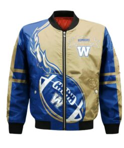 Winnipeg Blue Bombers Bomber Jacket 3D Printed Flame Ball Pattern - livanniespoon Store