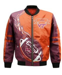 Virginia Tech Hokies Bomber Jacket 3D Printed Flame Ball Pattern - livanniespoon Store