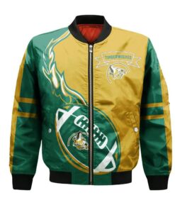 Unbc Timberwolves Bomber Jacket 3D Printed Flame Ball Pattern - livanniespoon Store