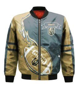 Vegas Golden Knights Bomber Jacket 3D Printed Flame Ball Pattern - livanniespoon Store