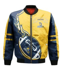 Unc Greensboro Spartans Bomber Jacket 3D Printed Flame Ball Pattern - livanniespoon Store