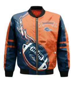 Utsa Roadrunners Bomber Jacket 3D Printed Flame Ball Pattern - livanniespoon Store