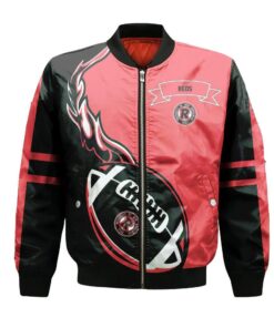 Unb Varsity Reds Bomber Jacket 3D Printed Flame Ball Pattern - livanniespoon Store