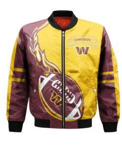 Washington Commanders Bomber Jacket 3D Printed Flame Ball Pattern - livanniespoon Store