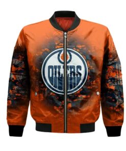 Edmonton Oilers Bomber Jacket 3D Printed Camouflage Vintage - livanniespoon Store