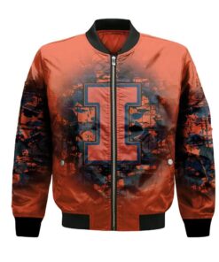 Illinois Fighting Illini Bomber Jacket 3D Printed Camouflage Vintage - livanniespoon Store