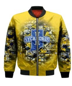 Indiana State Sycamores Bomber Jacket 3D Printed Camouflage Vintage - livanniespoon Store