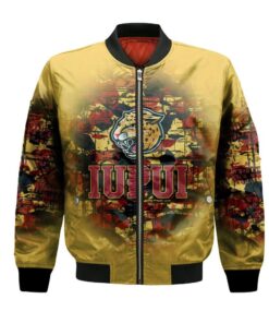 Iupui Jaguars Bomber Jacket 3D Printed Camouflage Vintage - livanniespoon Store