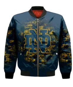 Notre Dame Fighting Irish Bomber Jacket 3D Printed Camouflage Vintage - livanniespoon Store