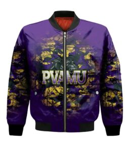 Prairie View A&M Panthers Bomber Jacket 3D Printed Camouflage Vintage - livanniespoon Store