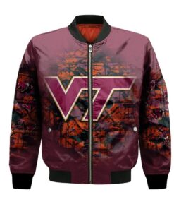 Virginia Tech Hokies Bomber Jacket 3D Printed Camouflage Vintage - livanniespoon Store