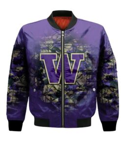 Washington Huskies Bomber Jacket 3D Printed Camouflage Vintage - livanniespoon Store