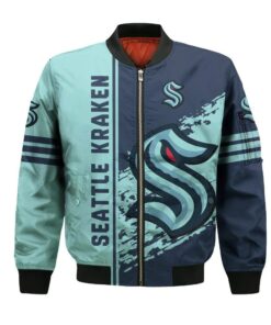 Seattle Kraken Bomber Jacket 3D Printed Logo Pattern In Team Colours - livanniespoon Store