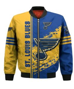 St. Louis Blues Bomber Jacket 3D Printed Logo Pattern In Team Colours - livanniespoon Store
