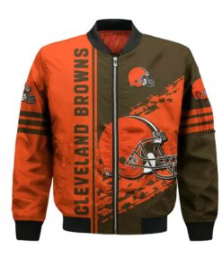 Cleveland Browns Bomber Jacket 3D Printed Logo Pattern In Team Colours - livanniespoon Store