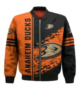 Anaheim Ducks Bomber Jacket 3D Printed Logo Pattern In Team Colours - livanniespoon Store