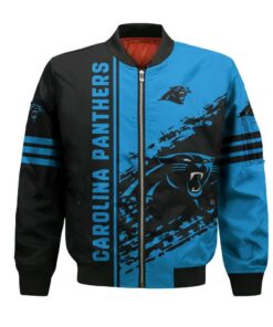 Carolina Panthers Bomber Jacket 3D Printed Logo Pattern In Team Colours - livanniespoon Store