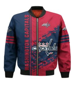 Washington Capitals Bomber Jacket 3D Printed Logo Pattern In Team Colours - livanniespoon Store