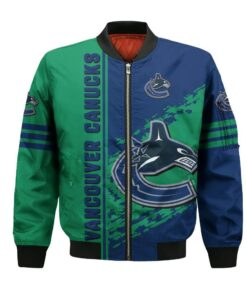 Vancouver Canucks Bomber Jacket 3D Printed Logo Pattern In Team Colours - livanniespoon Store