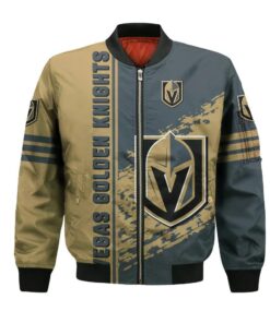 Vegas Golden Knights Bomber Jacket 3D Printed Logo Pattern In Team Colours - livanniespoon Store