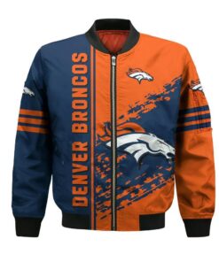 Denver Broncos Bomber Jacket 3D Printed Logo Pattern In Team Colours - livanniespoon Store