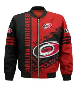 Carolina Hurricanes Bomber Jacket 3D Printed Logo Pattern In Team Colours - livanniespoon Store