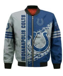 Indianapolis Colts Bomber Jacket 3D Printed Logo Pattern In Team Colours - livanniespoon Store