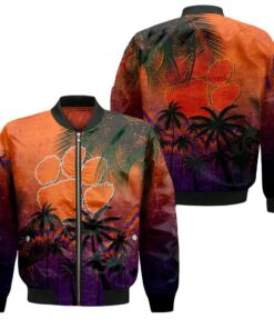 Clemson Tigers Bomber Jacket 3D Printed Coconut Tree Tropical Grunge - livanniespoon Store