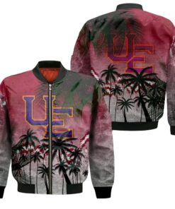 Evansville Purple Aces Bomber Jacket 3D Printed Coconut Tree Tropical Grunge - livanniespoon Store
