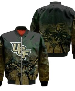 Central Florida Knights Bomber Jacket 3D Printed Coconut Tree Tropical Grunge - livanniespoon Store