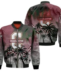 College Of Charleston Cougars Bomber Jacket 3D Printed Coconut Tree Tropical Grunge - livanniespoon Store