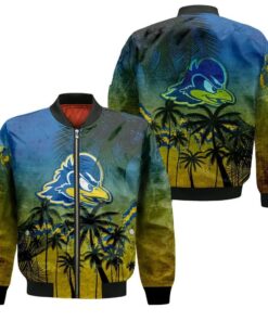 Delaware Blue Hens Bomber Jacket 3D Printed Coconut Tree Tropical Grunge - livanniespoon Store