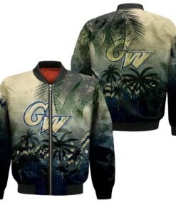 George Washington Colonials Bomber Jacket 3D Printed Coconut Tree Tropical Grunge - livanniespoon Store