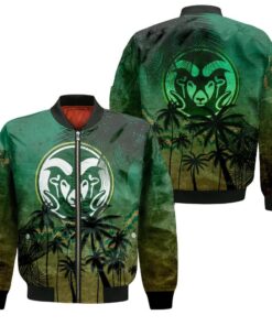 Colorado State Rams Bomber Jacket 3D Printed Coconut Tree Tropical Grunge - livanniespoon Store