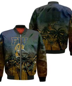 Fiu Panthers Bomber Jacket 3D Printed Coconut Tree Tropical Grunge - livanniespoon Store