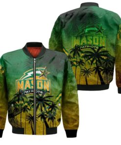 George Mason Patriots Bomber Jacket 3D Printed Coconut Tree Tropical Grunge - livanniespoon Store