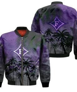 Furman Paladins Bomber Jacket 3D Printed Coconut Tree Tropical Grunge - livanniespoon Store